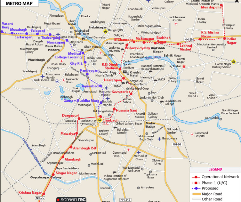 Lucknow Metro Route Map 2024 [Updated] With Timing